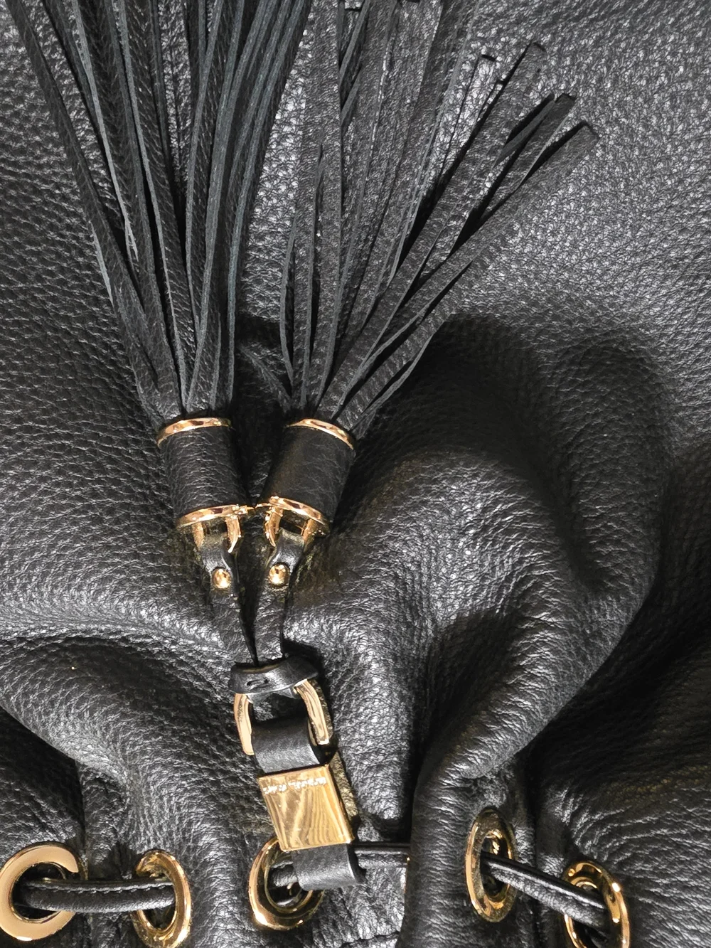 Michael Kors Black Pebbled Leather Shoulder Tote with Gold Hardware